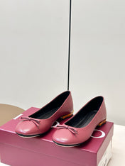 GUCCI 26S ROUND TOE BALLET FLATS IN DARK RED LAMBSKIN