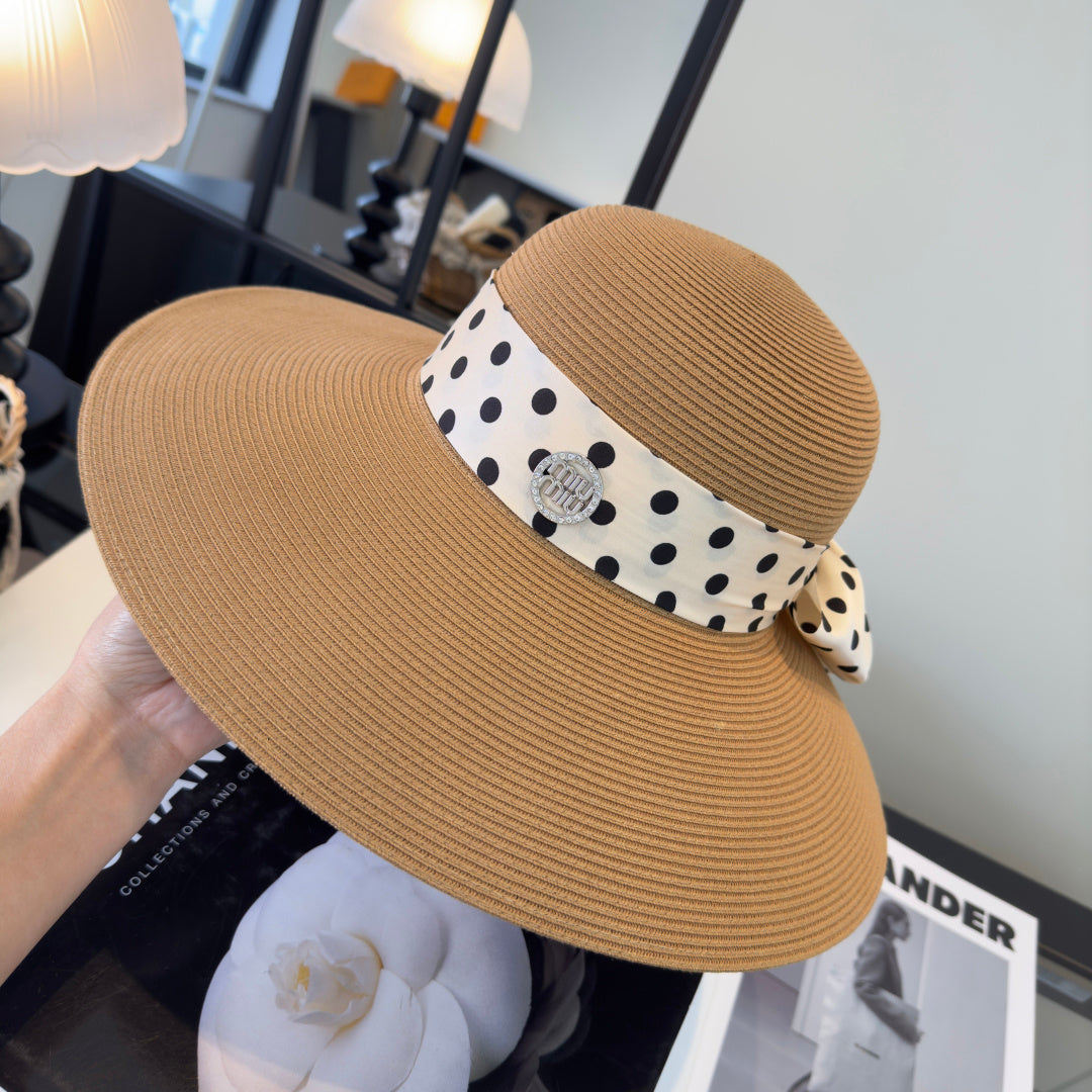 MIUMIU WIDE-BRIM BUCKET HAT WITH BOW STYLE 55