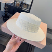 MIUMIU FLAT-BRIM STRAW HAT STYLE 10