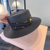 MIUMIU FLAT-BRIM STRAW HAT STYLE 9