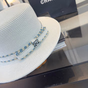 CHANEL 26S FLAT-BRIM STRAW HAT 338059