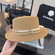 CHANEL 26S FLAT-BRIM STRAW HAT 338060