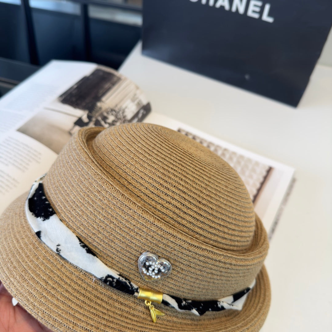CHANEL 26S BOATER STRAW HAT 338053