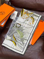 HERMES 25S SCARF 140 IN SILK CASHMERE 989483