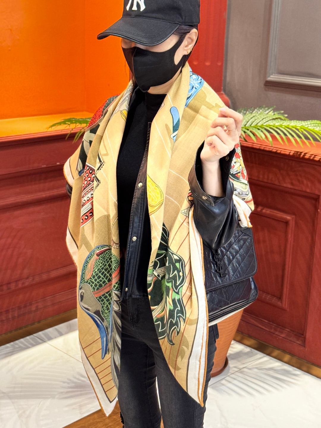 HERMES 25S SCARF 140 IN SILK CASHMERE 989487