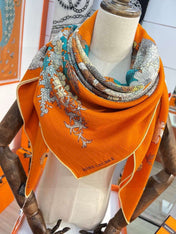 HERMES 26S SCARF 140 IN CASHMERE AND SILK 303341
