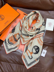 HERMES 26S SCARF 140 IN CASHMERE AND SILK 303159