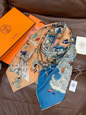 HERMES 26S SCARF 135 IN CASHMERE AND SILK 304249