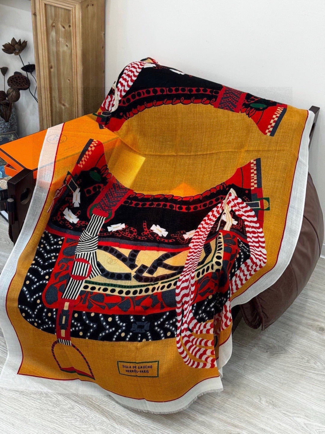 HERMES 26S LONG SCARF 200 IN CASHMERE AND SILK 306083