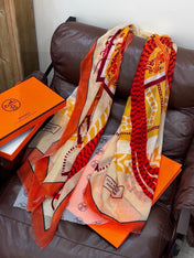 HERMES 26S LONG SCARF 200 IN CASHMERE AND SILK 306085