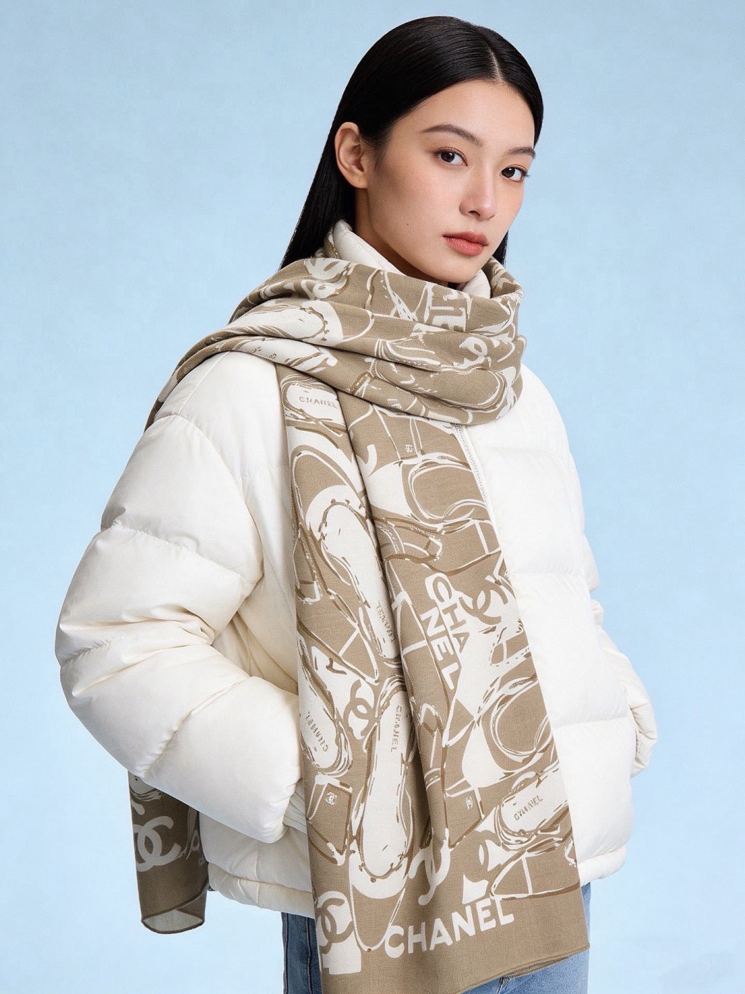 CHANEL 26S SCARF 135 IN CASHMERE AND SILK 309366