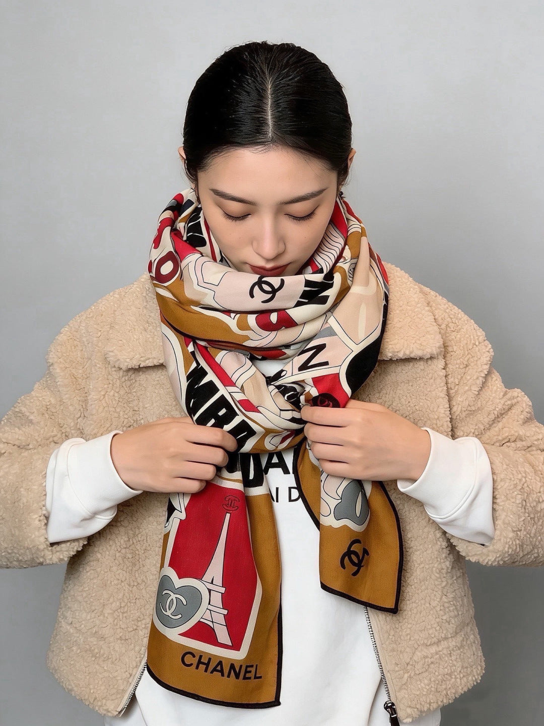 CHANEL 26S SCARF 135 IN CASHMERE AND SILK 309869