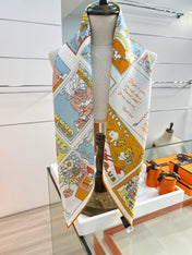 HERMES 26S PRINTED SQUARE SCARF 88 IN SILK 309942