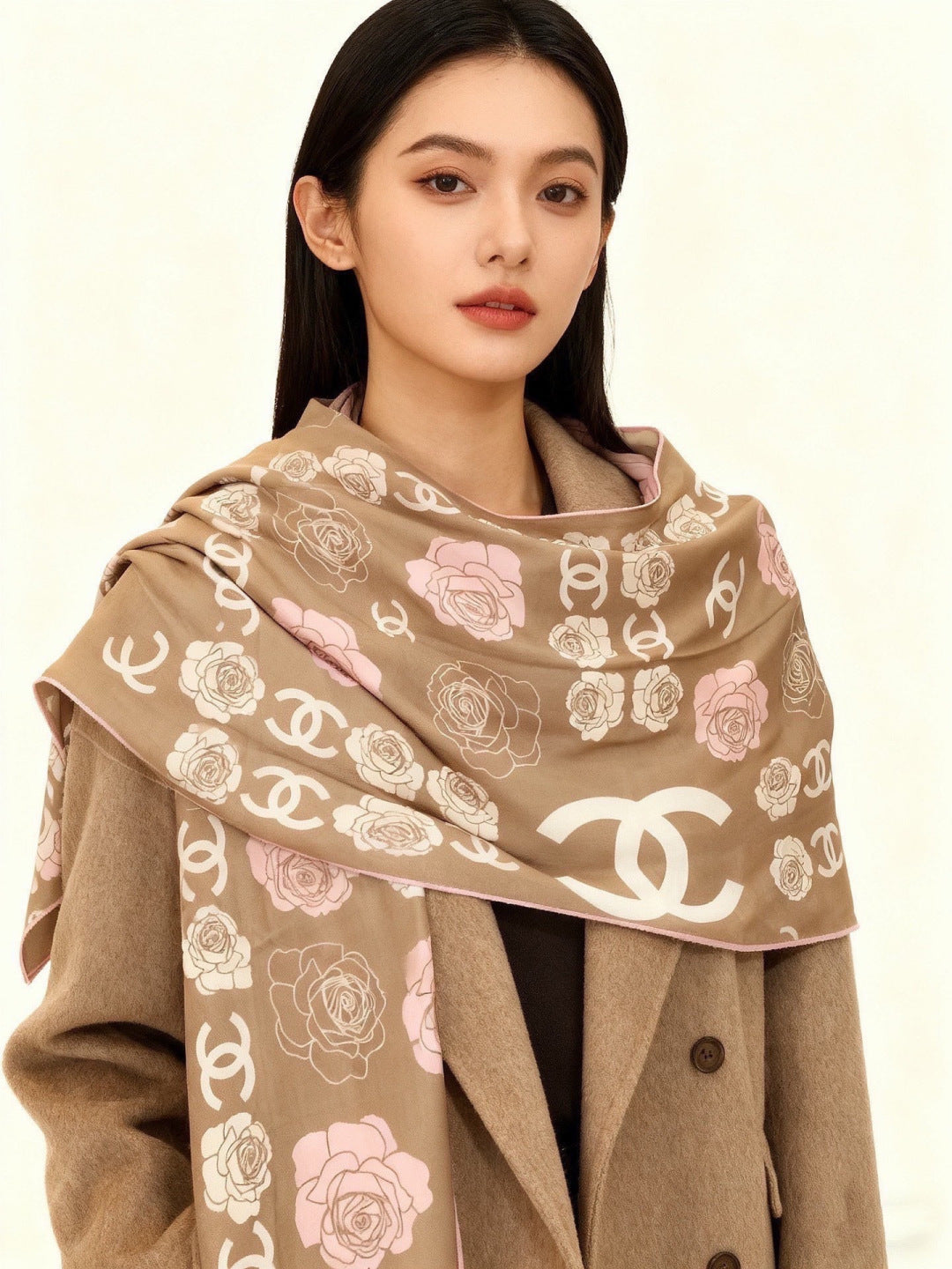CHANEL 26S SCARF 140 IN SILK AND CASHMERE 313320