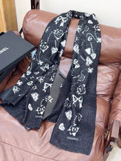 CHANEL 26S PRINTED SHAWL 200 IN SILK 313396