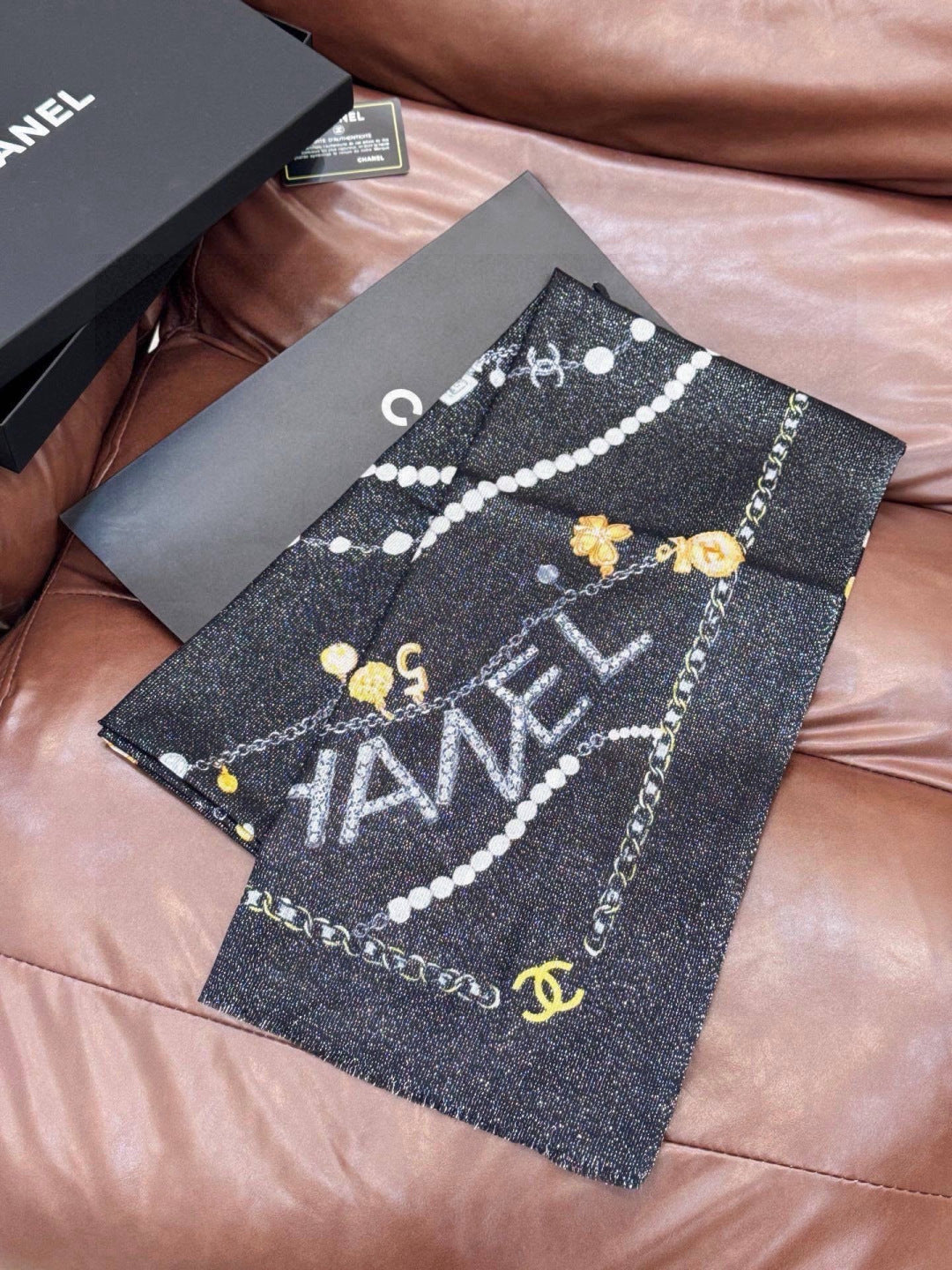 CHANEL 26S PRINTED SHAWL 200 IN SILK 313405