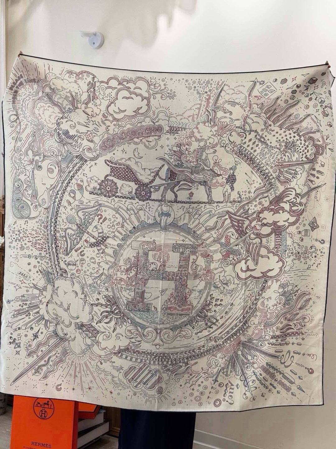 HERMES 26S SCARF 140 IN SILK AND CASHMERE 492395