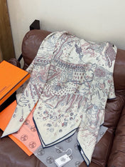 HERMES 26S SCARF 140 IN SILK AND CASHMERE 492395