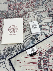 HERMES 26S SCARF 140 IN SILK AND CASHMERE 492395