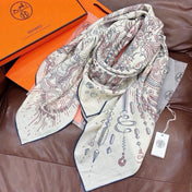 HERMES 26S SCARF 140 IN SILK AND CASHMERE 492395