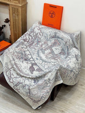 HERMES 26S SCARF 140 IN SILK AND CASHMERE 492395