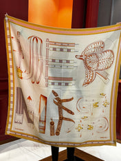 HERMES 26S SCARF 140 IN SILK AND CASHMERE 492440