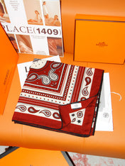 HERMES 26S SCARF 140 IN SILK AND CASHMERE 498483