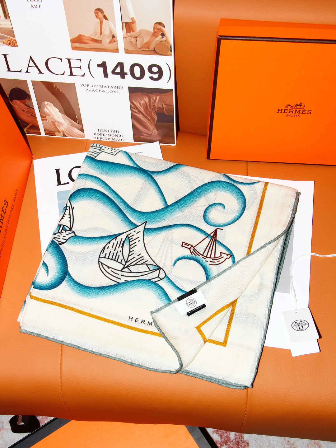 HERMES 26S SCARF 135 IN SILK AND CASHMERE 498487