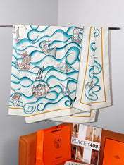 HERMES 26S SCARF 135 IN SILK AND CASHMERE 498487