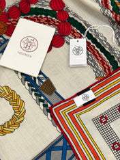 HERMES 26S SCARF 140 IN SILK AND CASHMERE 498493