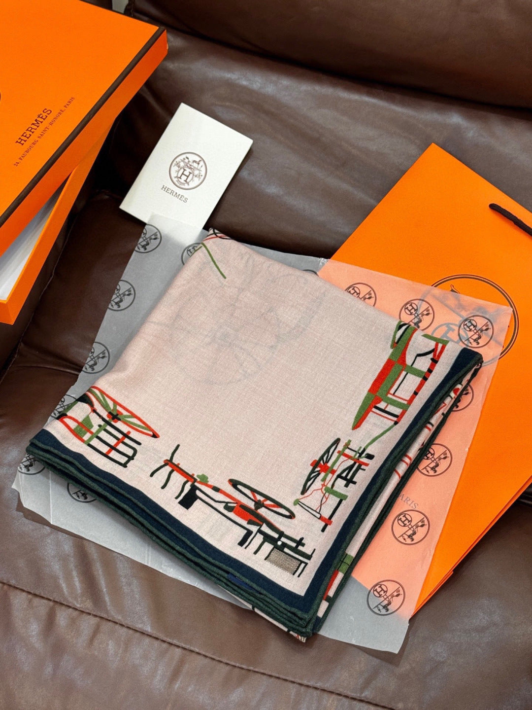 HERMES 26S SCARF 135 IN SILK AND CASHMERE 499915