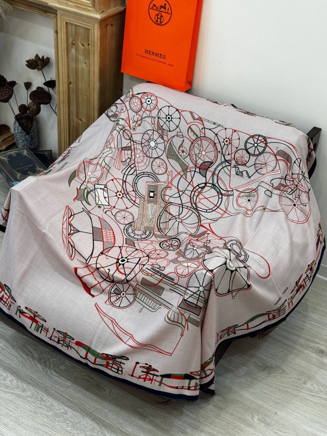 HERMES 26S SCARF 135 IN SILK AND CASHMERE 499915