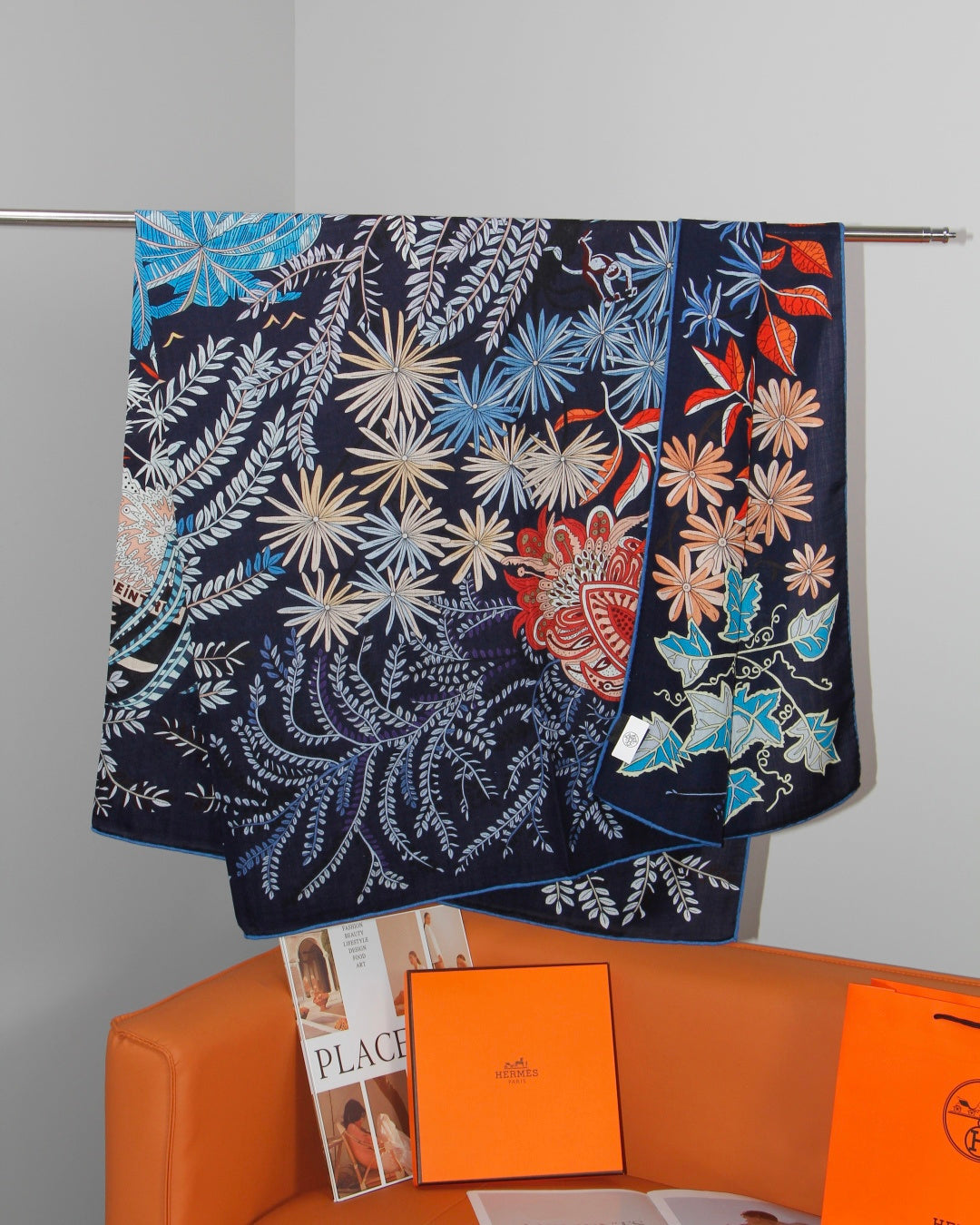 HERMES 26S SCARF 135 IN SILK AND CASHMERE 499970