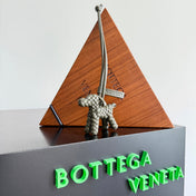BOTTEGA VENETA 25S DOG CHARM IN GREIGE CALFSKIN