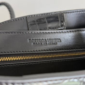 BOTTEGA VENETA 25S MEDIUM ANDIAMO 32 IN IVORY BLACK CALFSKIN AND CANVAS