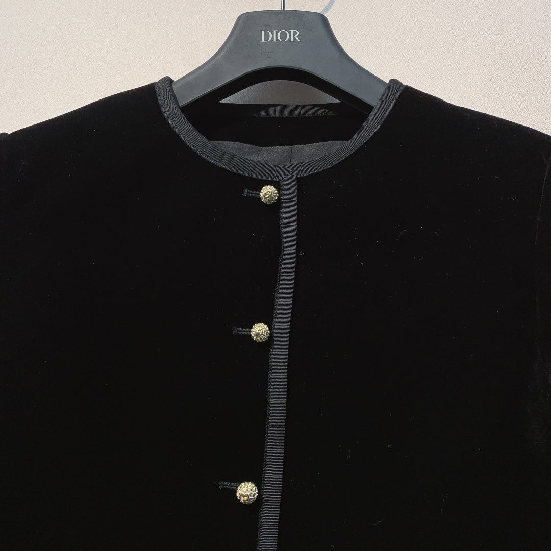 DIOR 25S ROUND-NECK VELVET JACKET 699