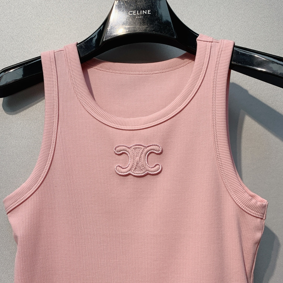 CELINE 26S LOGO SLEEVELESS T-SHIRT 166