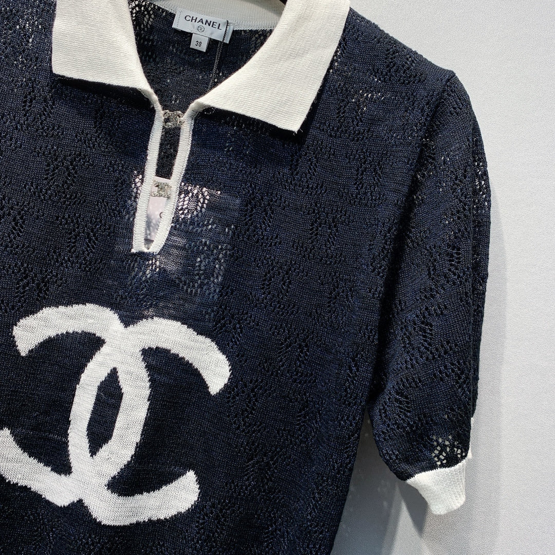 CHANEL 26S SHORT SLEEVE KNIT POLO STYLE 1248