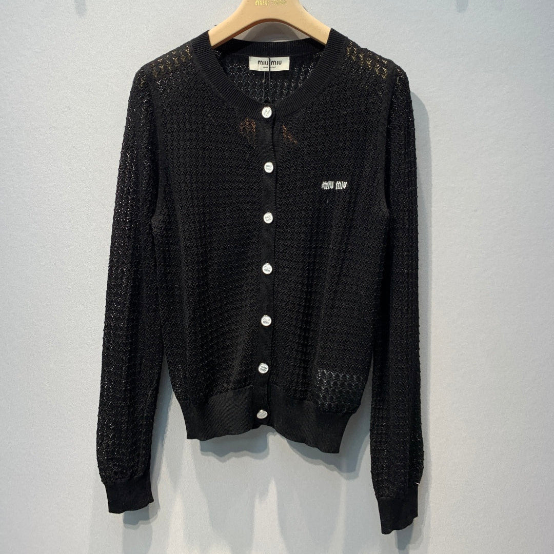 MIUMIU 26S ROUND-NECK KNIT CARDIGAN 1386