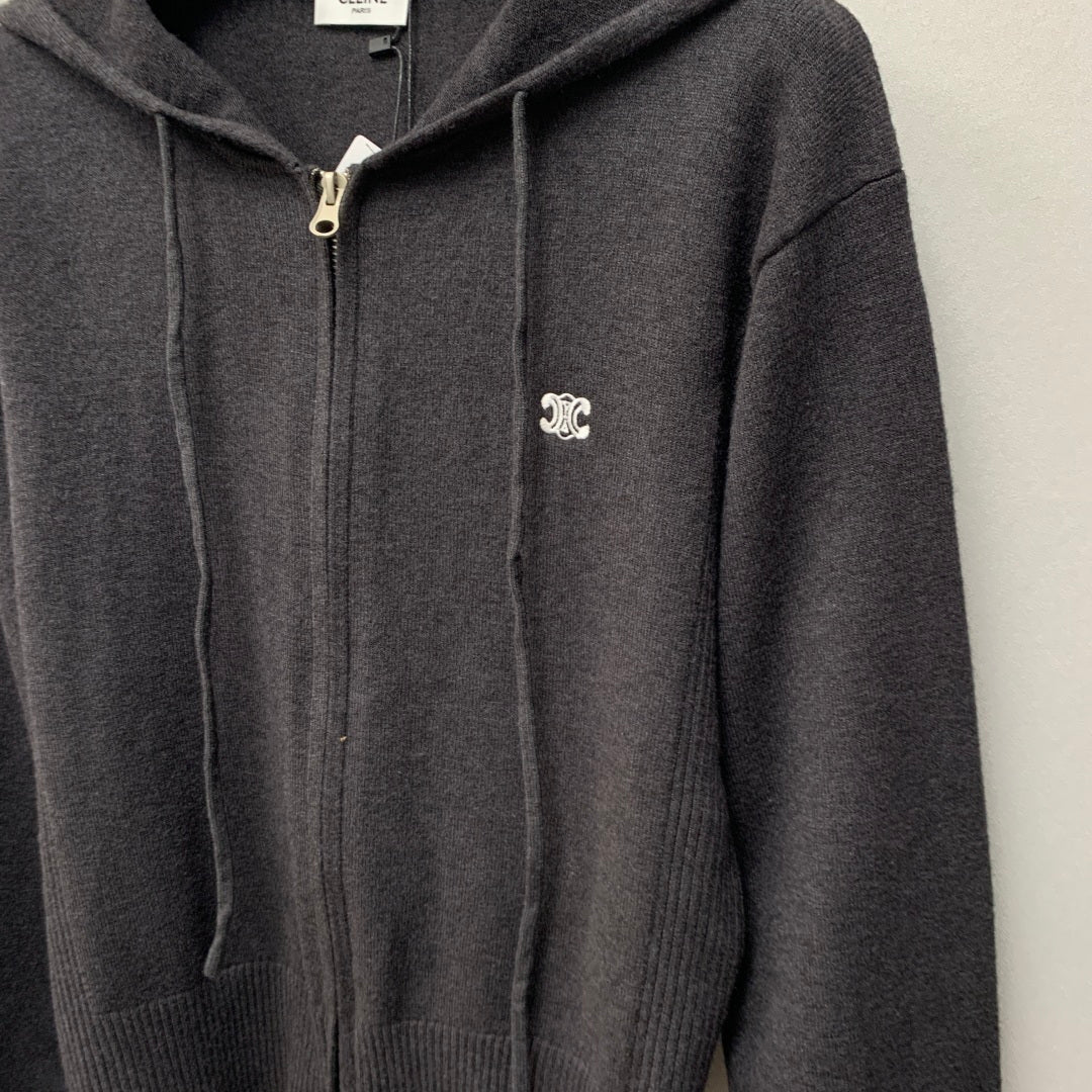 CELINE 26S ZIP-UP KNIT HOODIE 596