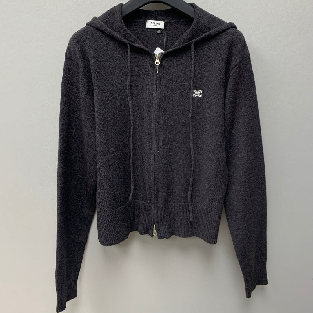 CELINE 26S ZIP-UP KNIT HOODIE 596