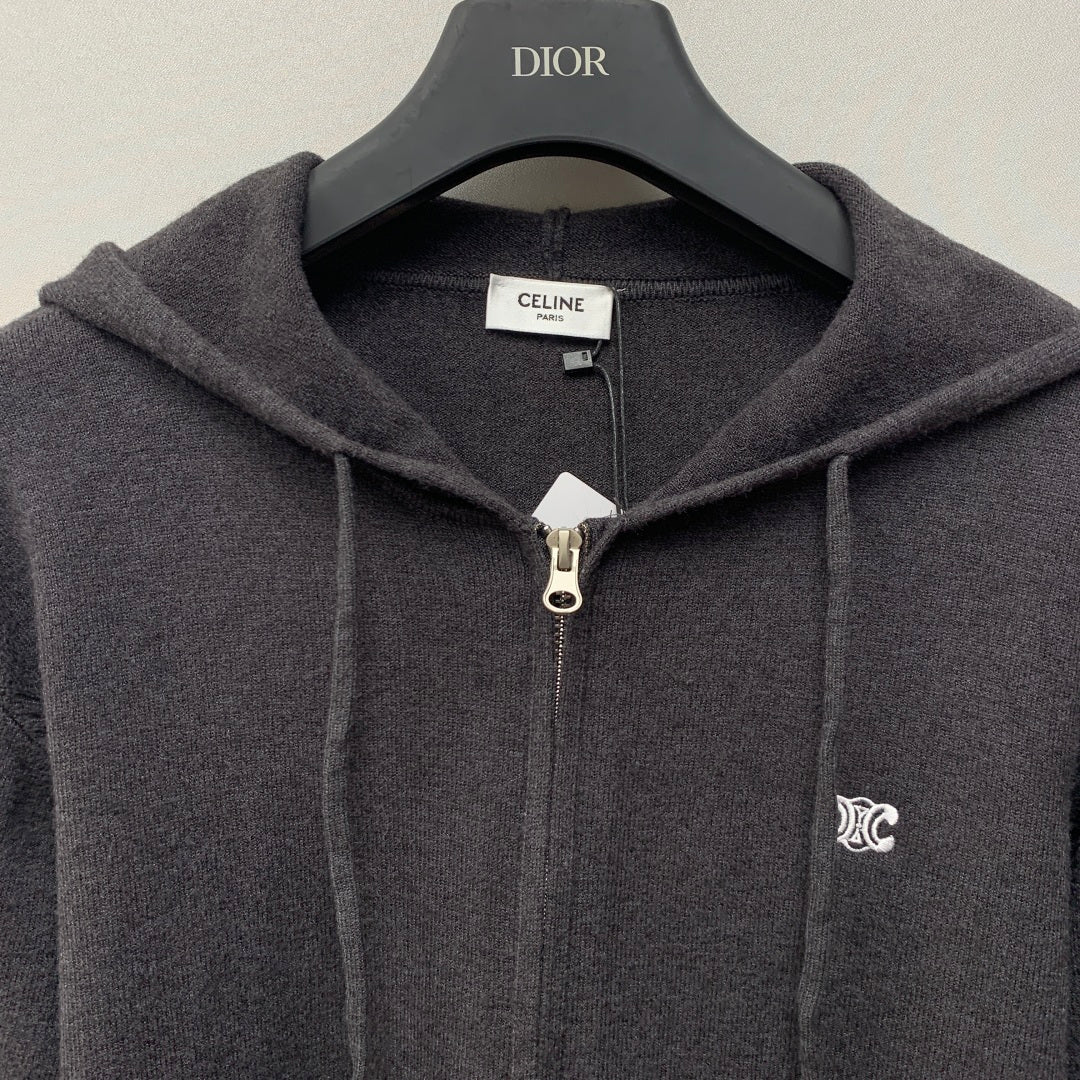 CELINE 26S ZIP-UP KNIT HOODIE 596