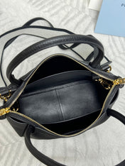 PRADA 25S SMALL BAG 23 IN BLACK CALFSKIN GOLD HARDWARE