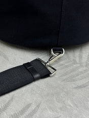 PRADA 25S DRAWSTRING BACKPACK 55 IN BLACK CANVAS LINEN SILVER HARDWARE