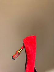 BALMAIN 26S HIGH HEELS 100 MM IN RED SUEDE