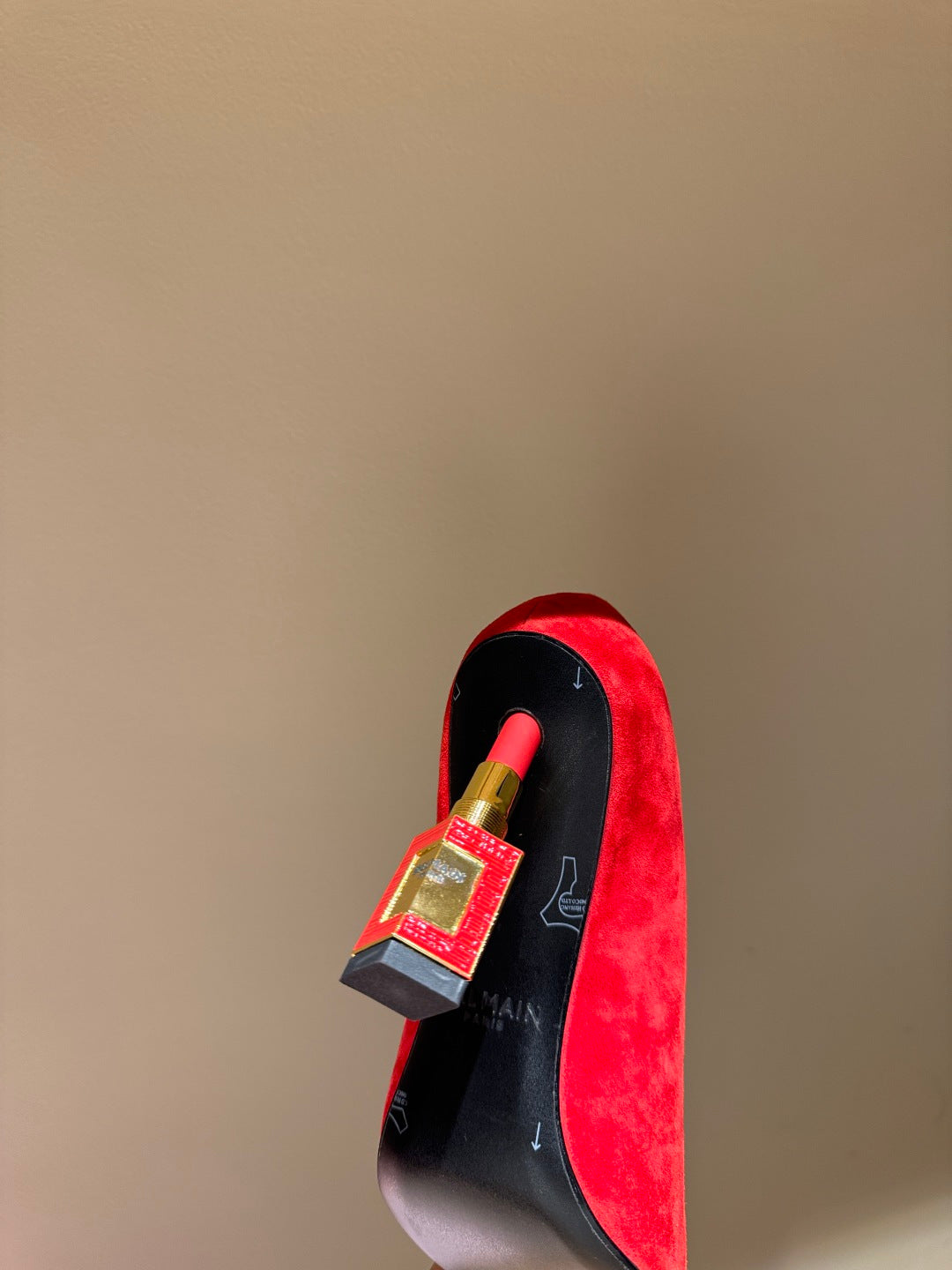 BALMAIN 26S HIGH HEELS 100 MM IN RED SUEDE