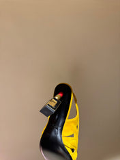 BALMAIN 26S SLINGBACK HEELS 100 MM IN SUNFLOWER YELLOW SUEDE