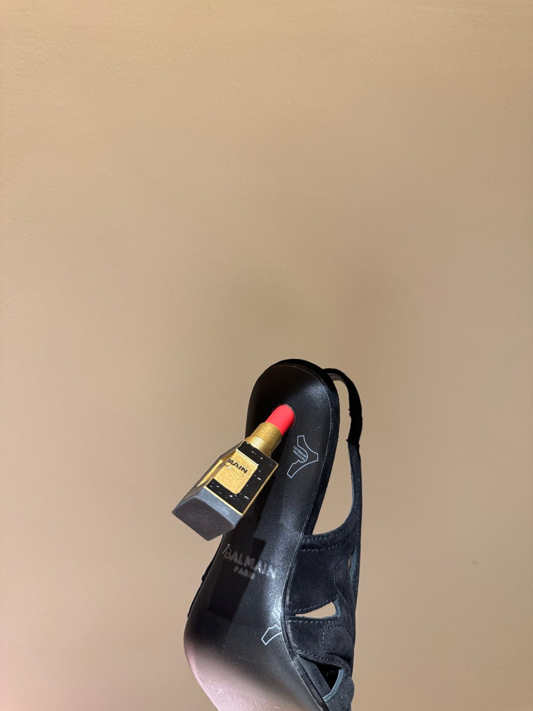BALMAIN 26S SLINGBACK HEELS 100 MM IN BLACK SUEDE