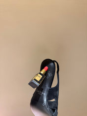 BALMAIN 26S SLINGBACK HEELS 100 MM IN BLACK SUEDE