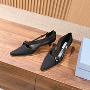 PRADA 26S SLINGBACK KITTEN HEELS 45MM IN BLACK FABRIC STRAP BUCKLE